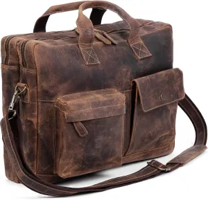 Leather briefcase 18 Inch Laptop Messenger Bags for Men and Women Best Office Briefcase Satchel Bag