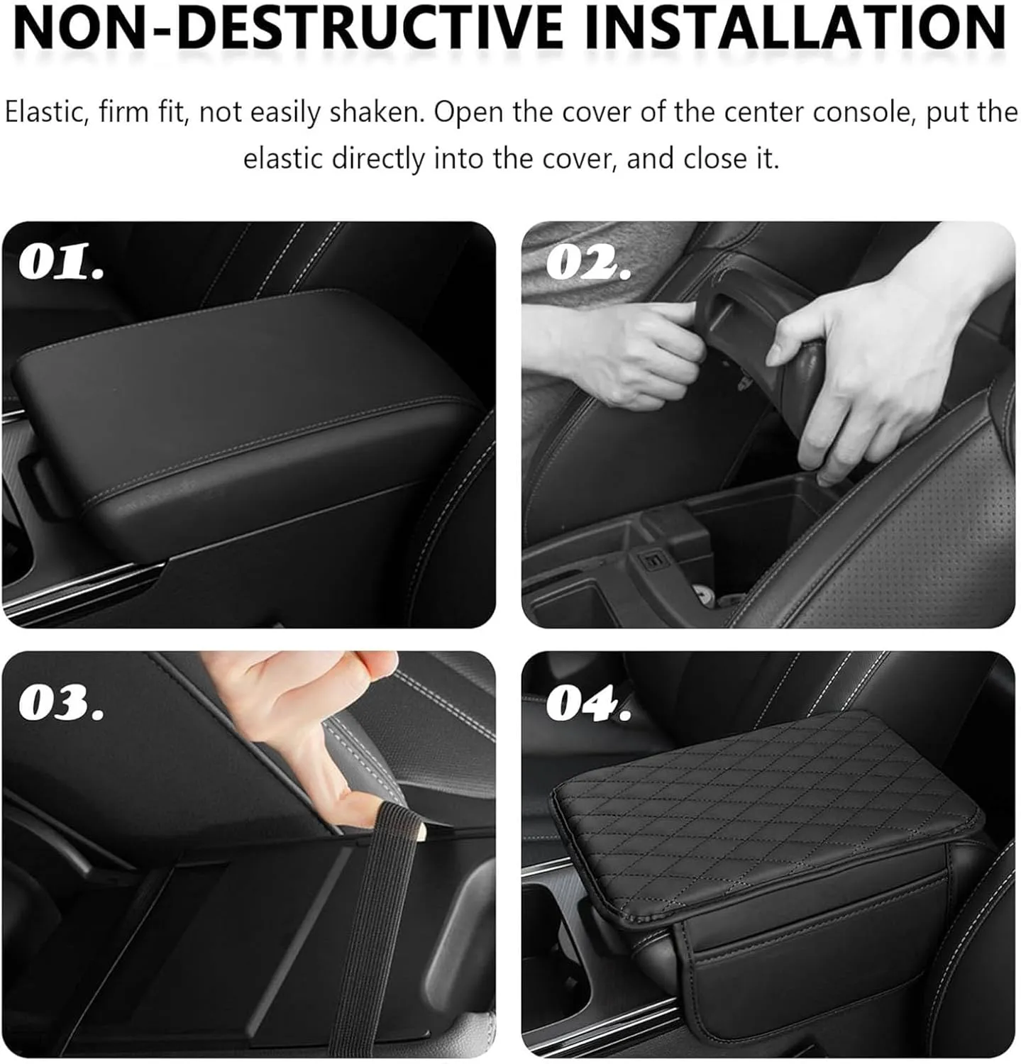 Leather Car Center Console Cover for Dodge Challenger LA LC SCAT/SRT 2008-2025, Universal Car Armrest Cover Protector 2 Storage Bags Waterproof Anti Scratch Interior Accessories, Gray