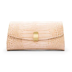 Leather Clutch Bag, Melanie - Ivory Croc-Effect