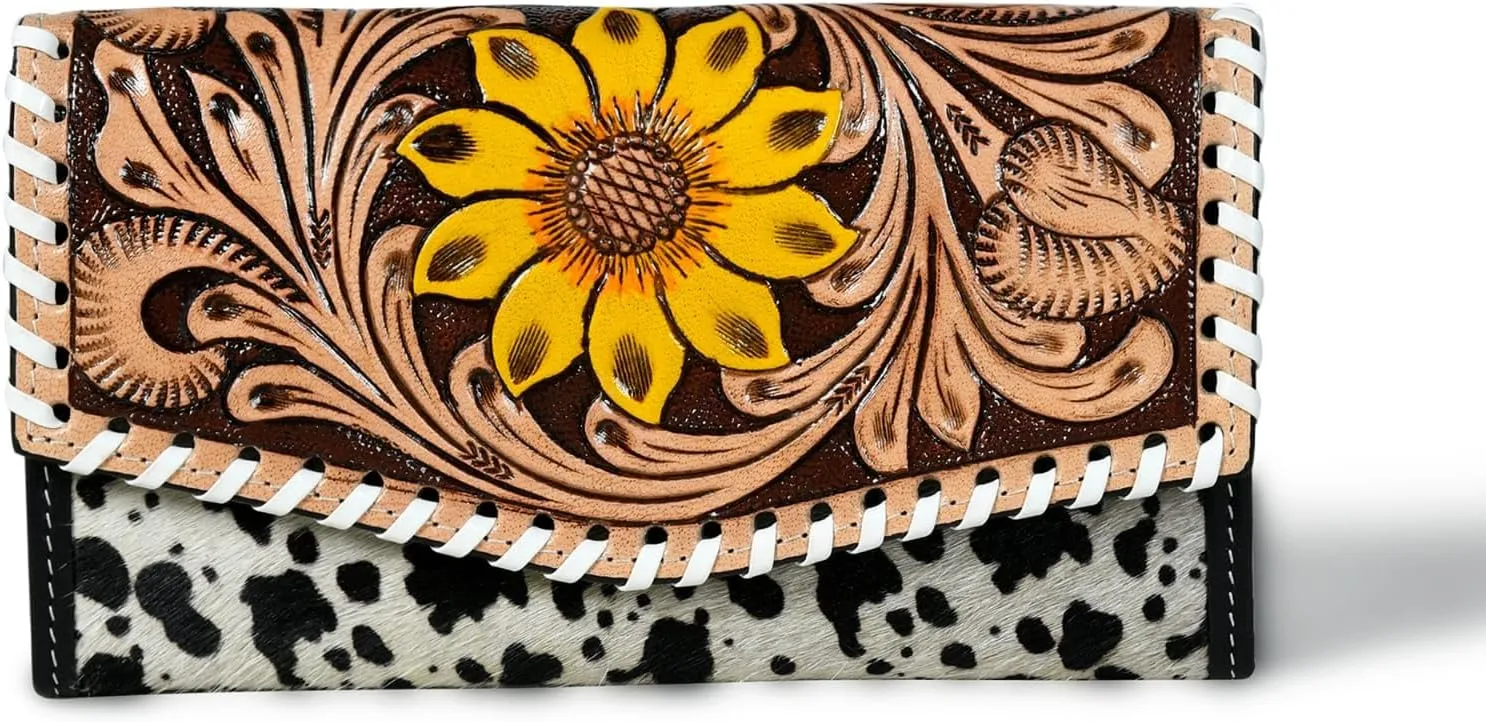 Leather Clutch for Women, Stylish Evening Handbag for Girls, Foldover Hand Bag for Dating, Wedding and Party