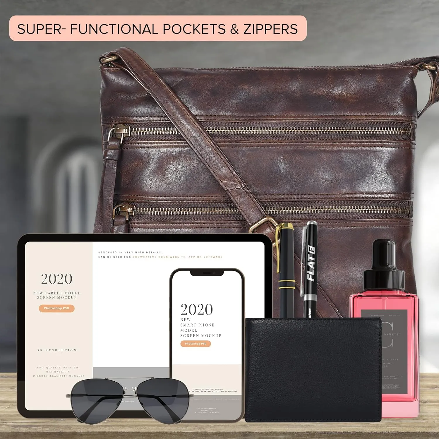 Leather Crossbody Bags for Women - Ladies Sling Handbags - Medium Cross body Purses Handbags - Purses For Women
