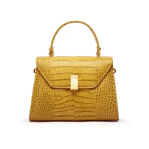 Leather Sabrina Bag - Antique Green Croc-Effect