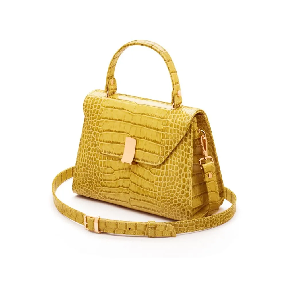 Leather Sabrina Bag - Antique Green Croc-Effect