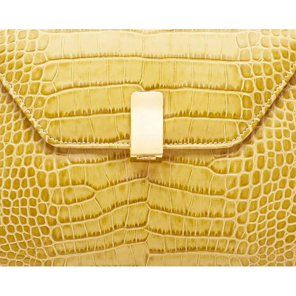 Leather Sabrina Bag - Antique Green Croc-Effect