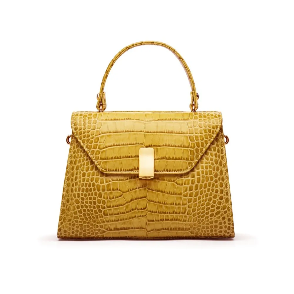Leather Sabrina Bag - Antique Green Croc-Effect