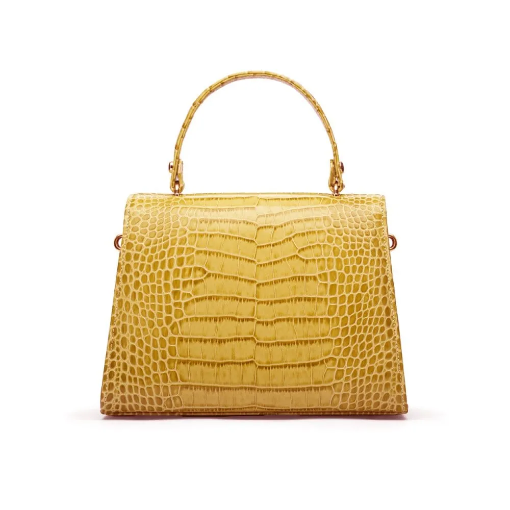 Leather Sabrina Bag - Antique Green Croc-Effect