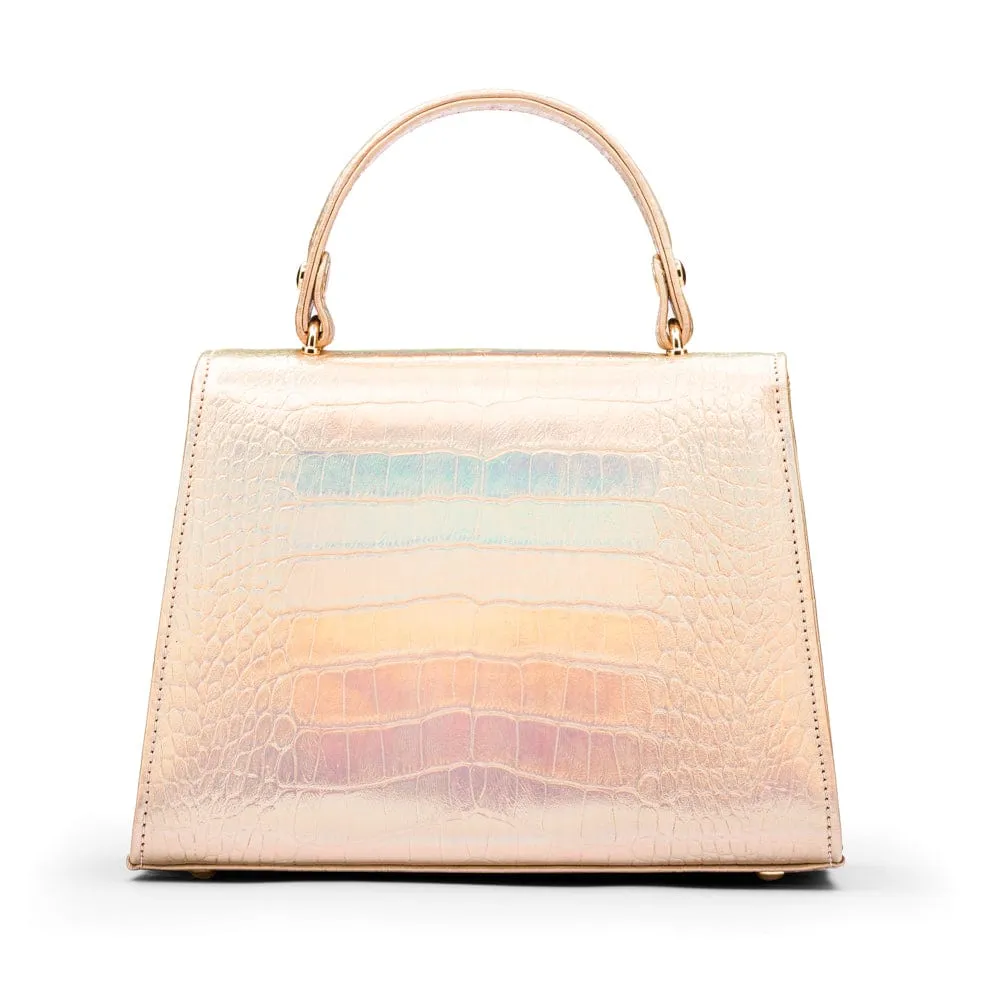 Leather Sabrina Bag - Gold Croc-Effect