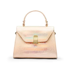 Leather Sabrina Bag - Gold Croc-Effect