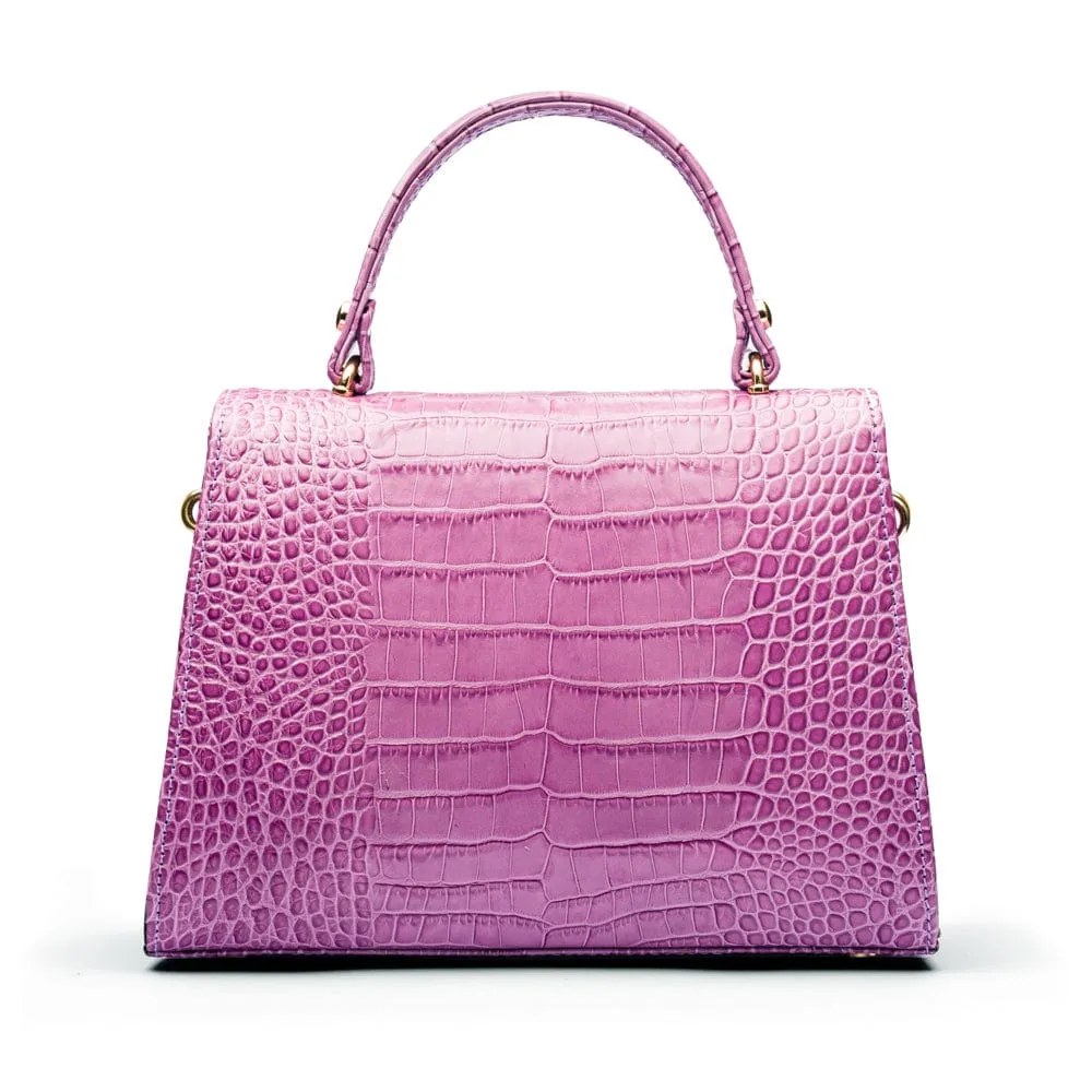 Leather Sabrina Bag - Lilac Croc-Effect