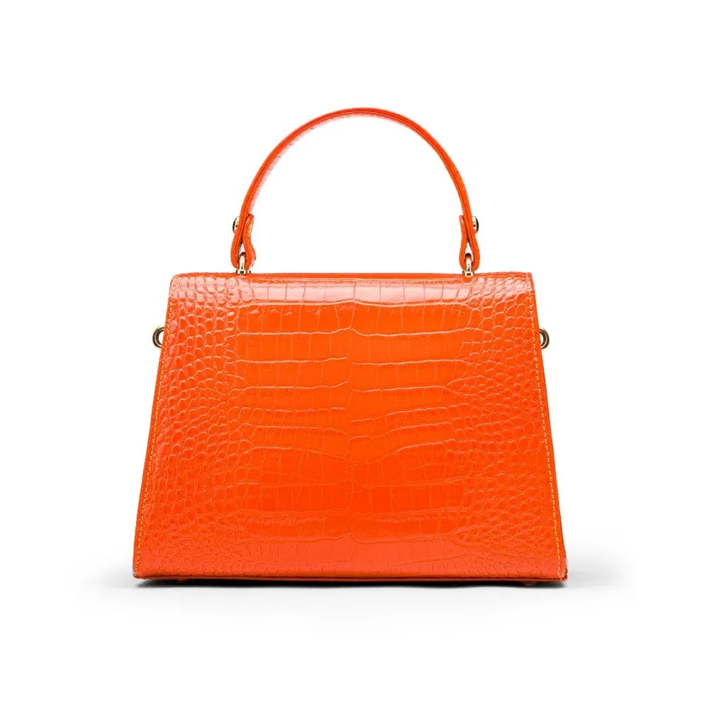 Leather Sabrina Bag - Orange Croc-Effect