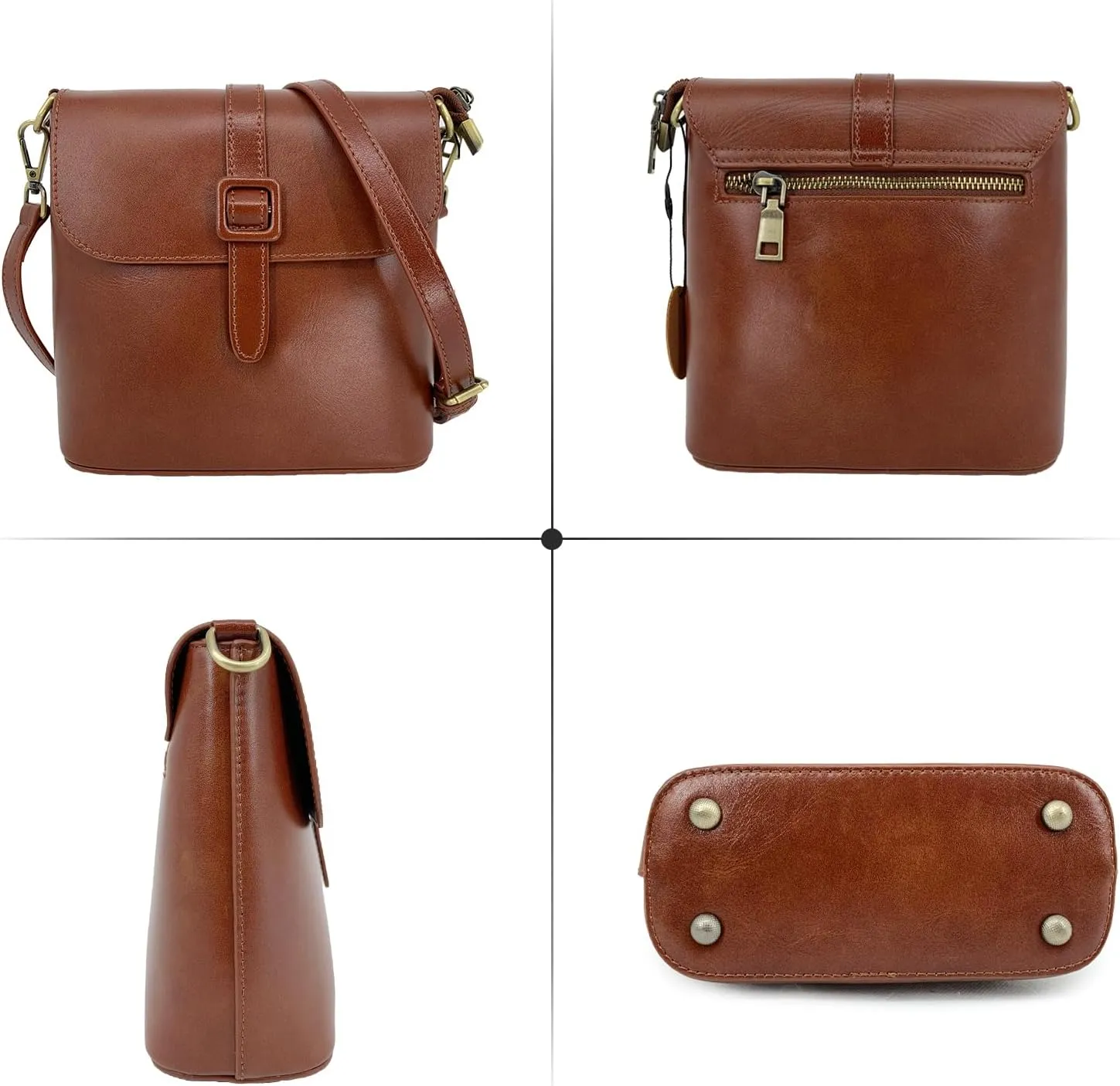 Leather Tote Bags for Women Genuine Leather Crossbody Tote Purse with Zipper Shoulder Bag Small