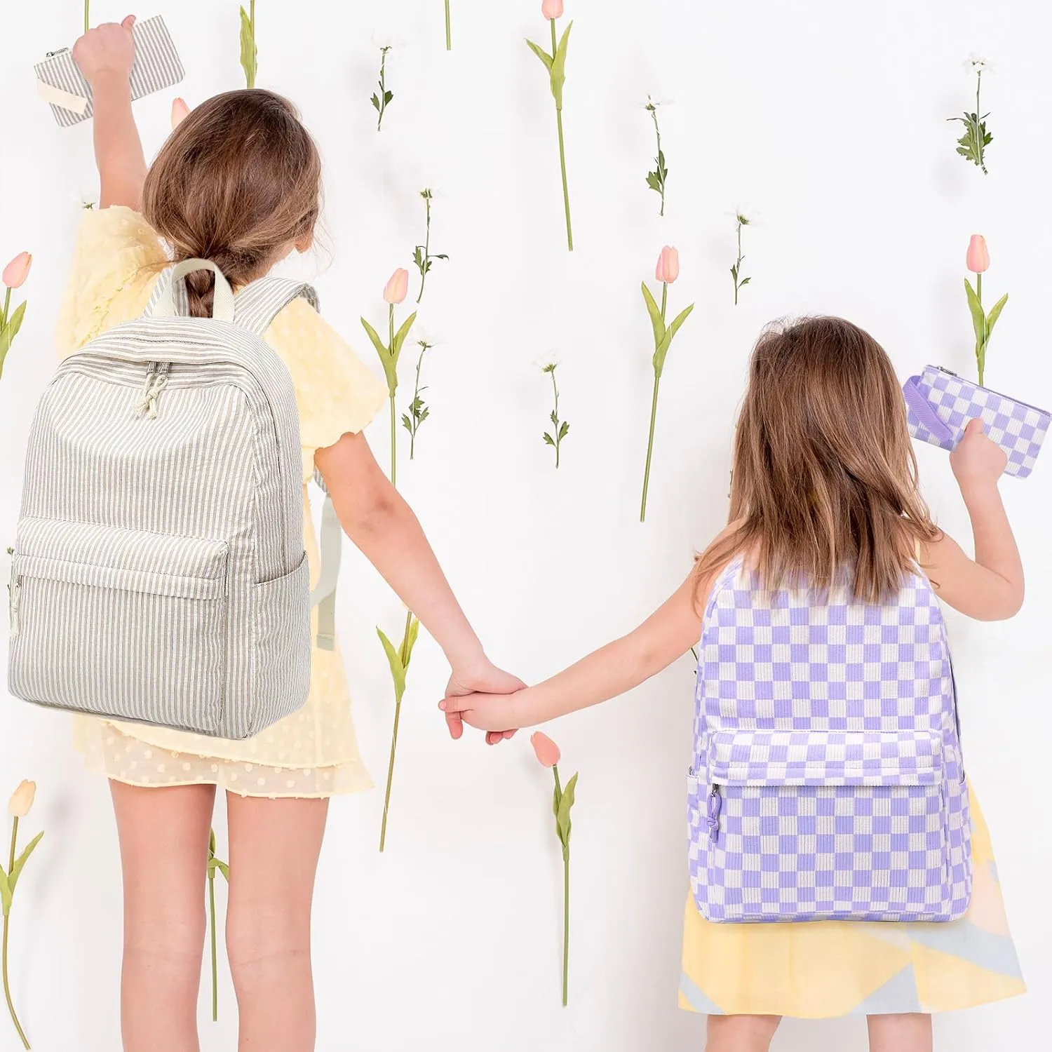 LEDAOU Backpack for Girls School Bag Kids Bookbag Teen Backpack Set Daypack with Lunch Bag and Pencil Case