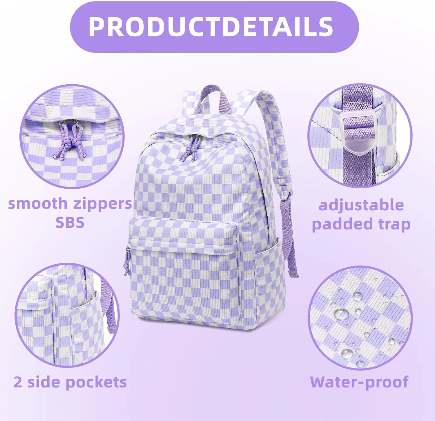 LEDAOU Backpack for Girls School Bag Kids Bookbag Teen Backpack Set Daypack with Lunch Bag and Pencil Case