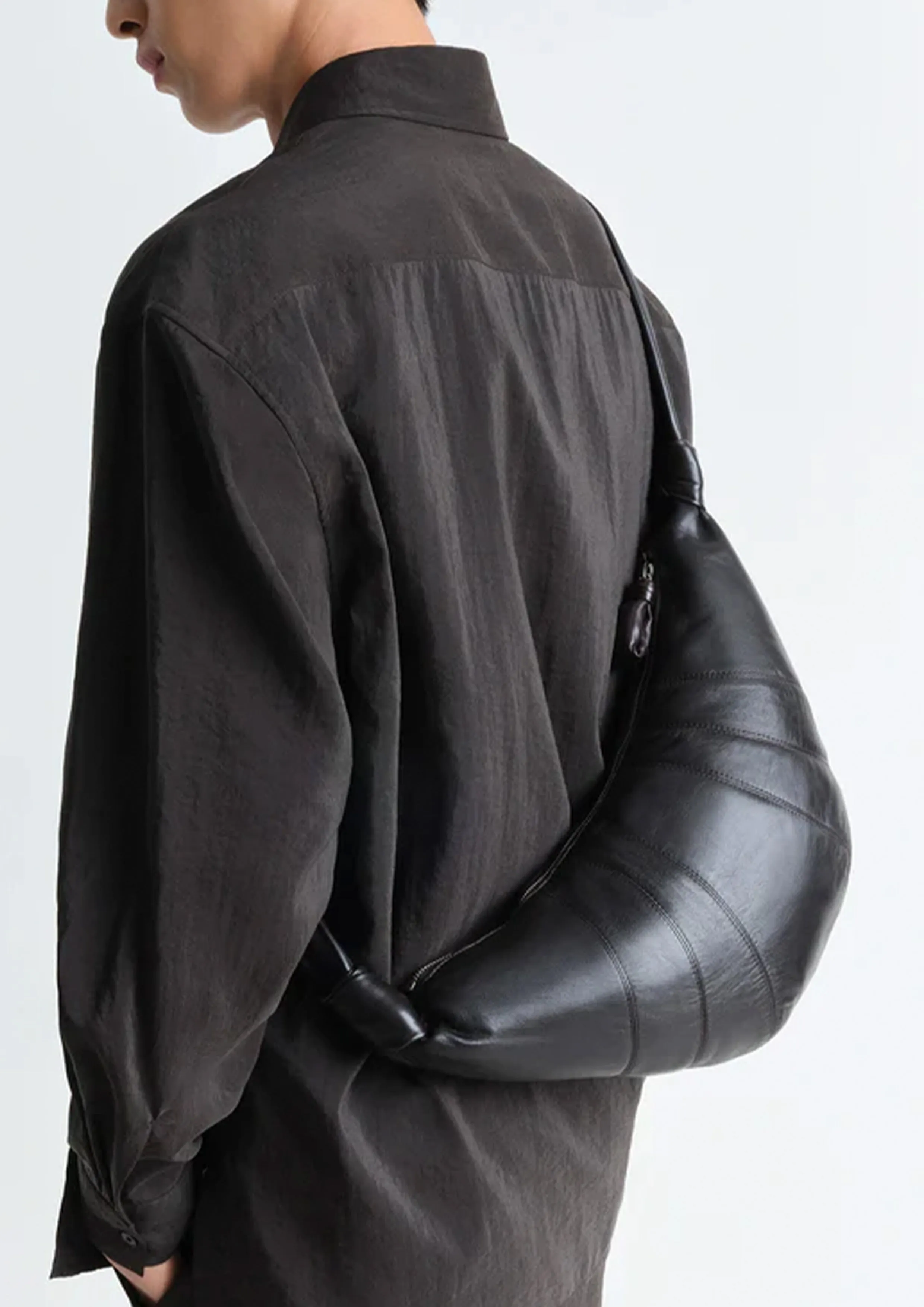 LEMAIRE - MEDIUM CROISSANT BAG DARK CHOCOLATE