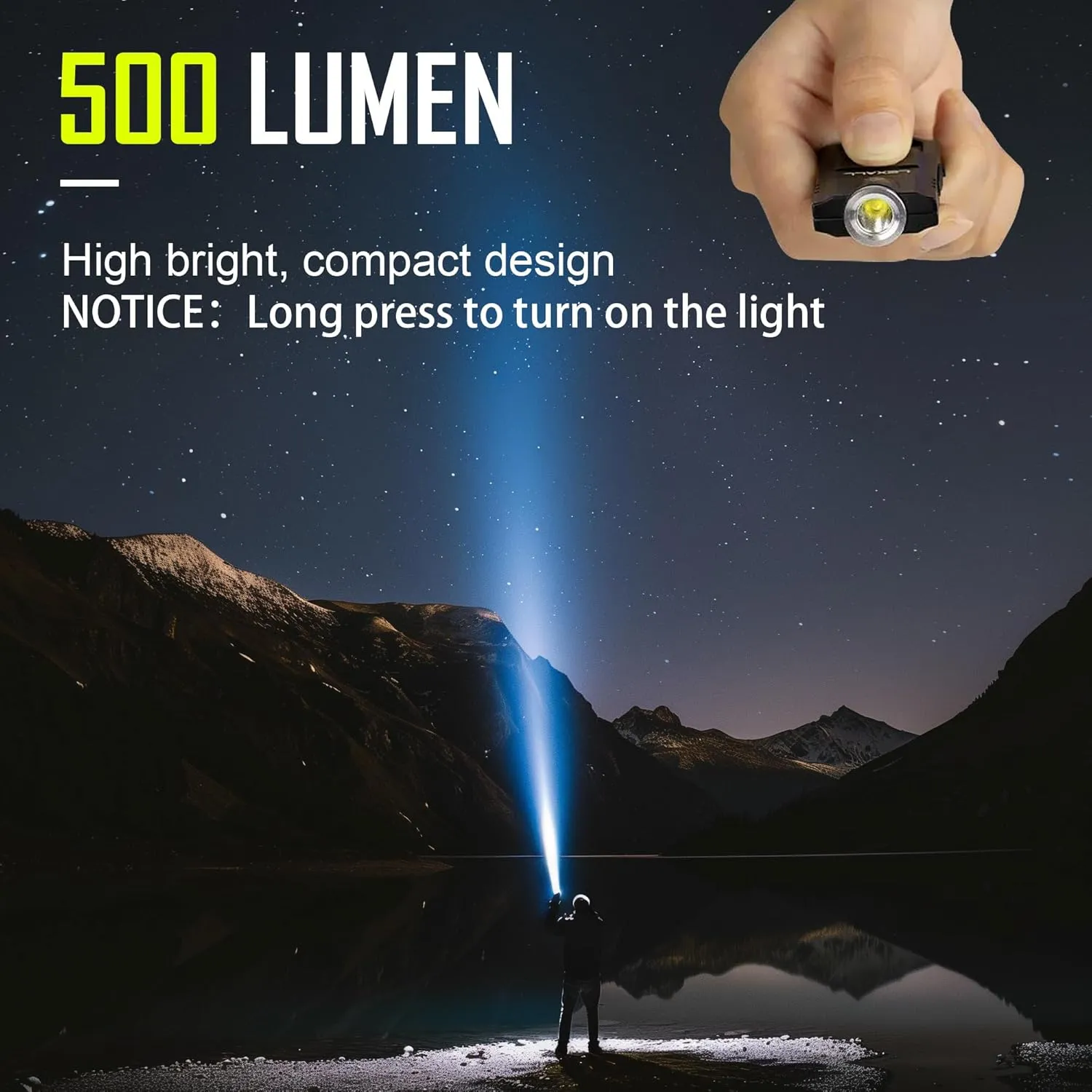 lexall LED Small Flashlight, 500Lumens Bright Mini Keychain Light, Portable USB Rechargeable Pocket Lights with 3 Modes Compact Baseball Cap Lights Indoor and Outdoor for Walking,Searching