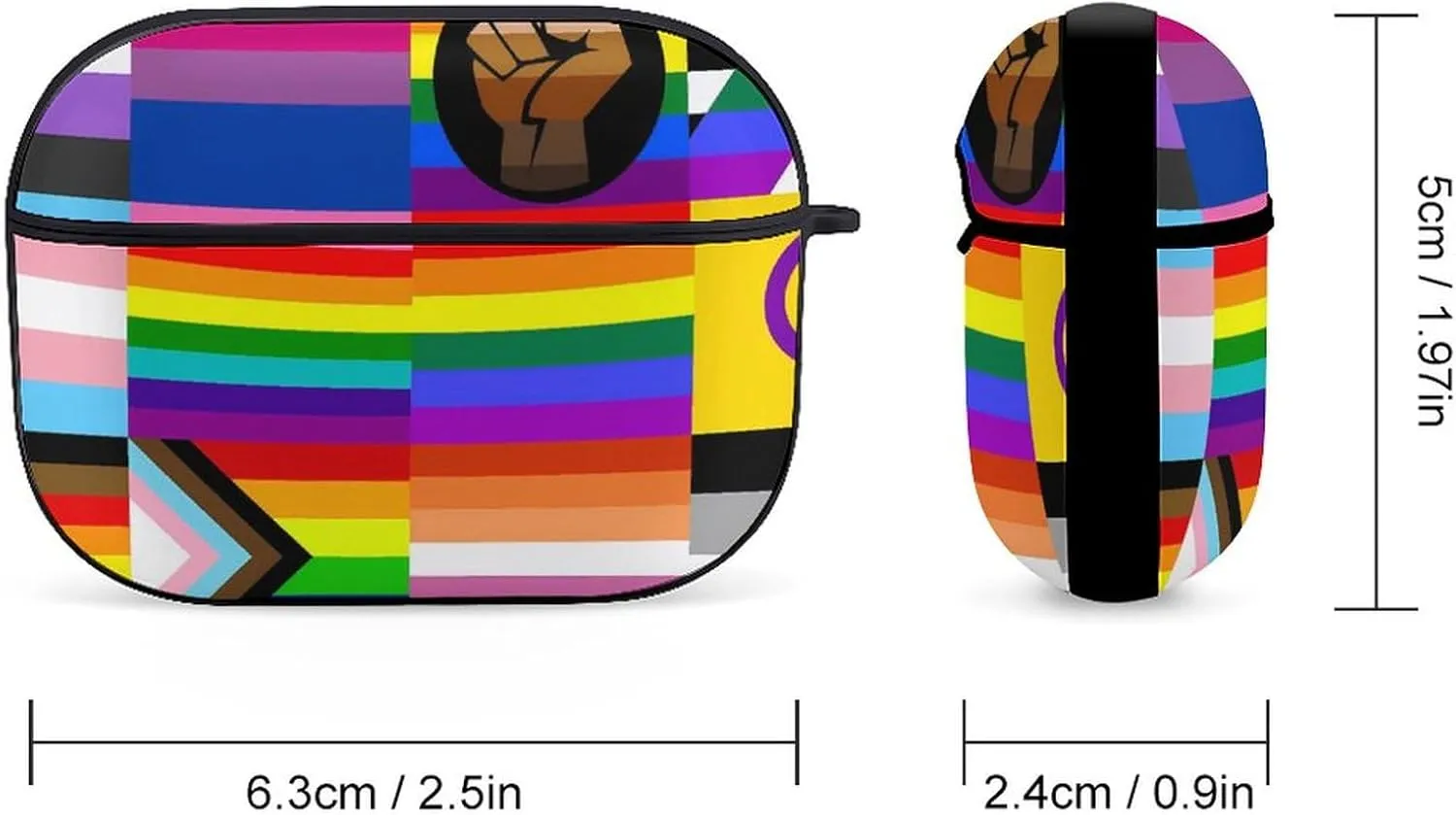 LGBTQIA Flags Funny Hard Case Compatible with Airpods Pro Earbuds Headset Cover Protective Storage Bag for Men Women