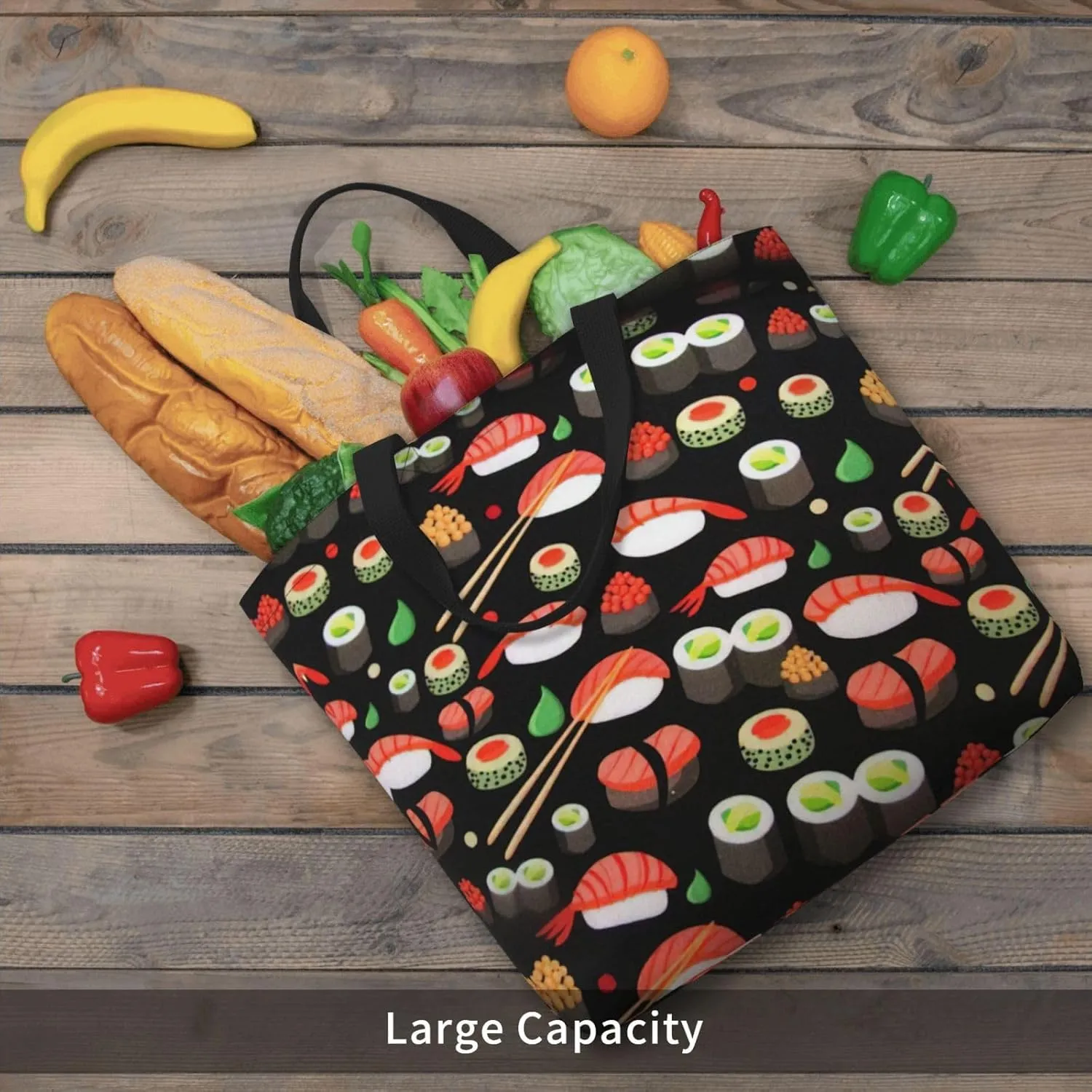 Library Bookshelf Book Print Tote Bag Shoulde Bag Handbag Grocery Bags Reusable For Office Shopping Travel Casual