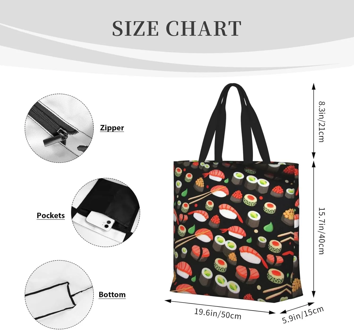 Library Bookshelf Book Print Tote Bag Shoulde Bag Handbag Grocery Bags Reusable For Office Shopping Travel Casual