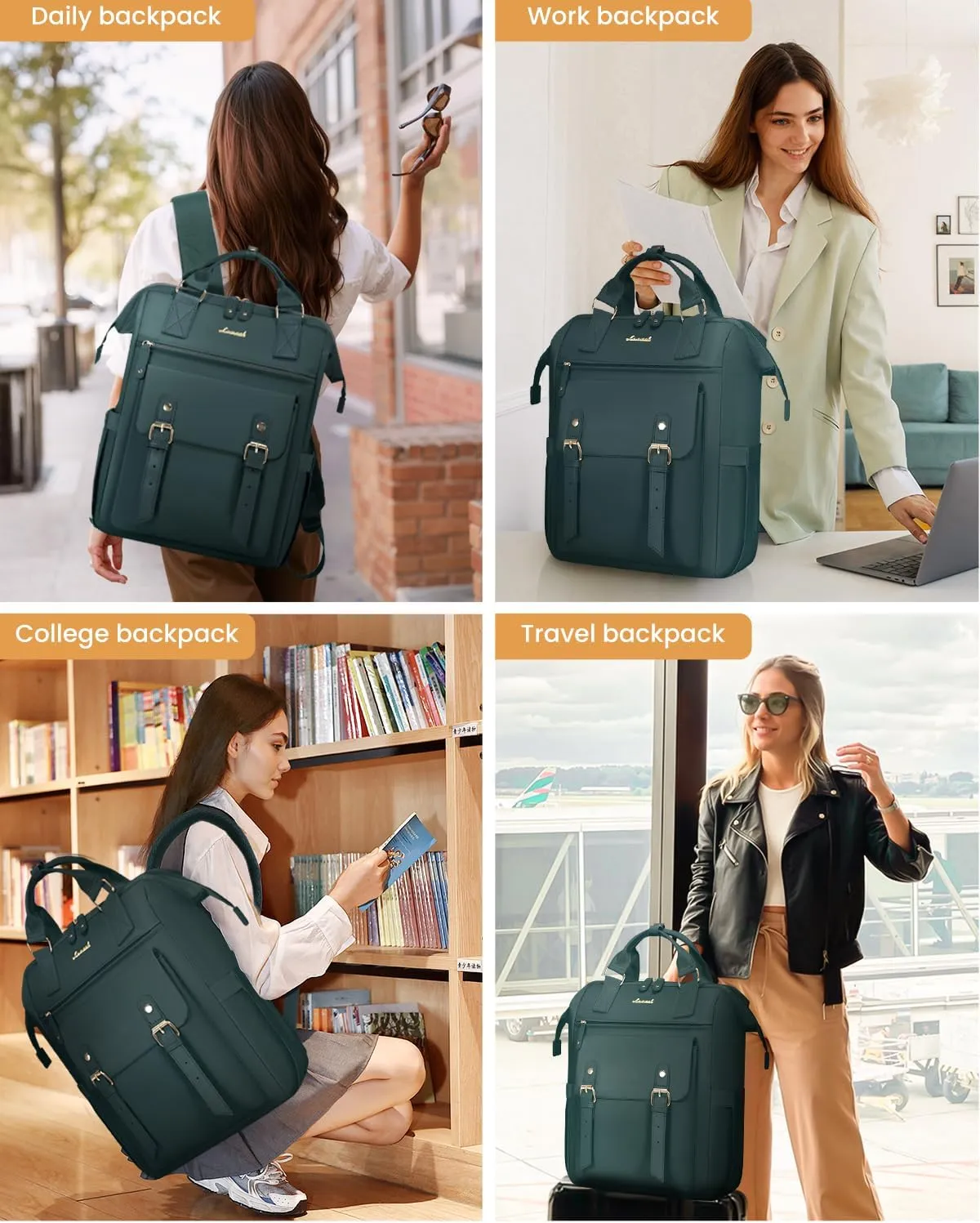 LOVEVOOK 18 Inch Backpack for Women, Extra Large Travel Laptop Backpack, Teacher Work Backpack Purse, College Nurse Bags Business Computer Bag with Luggage Strap