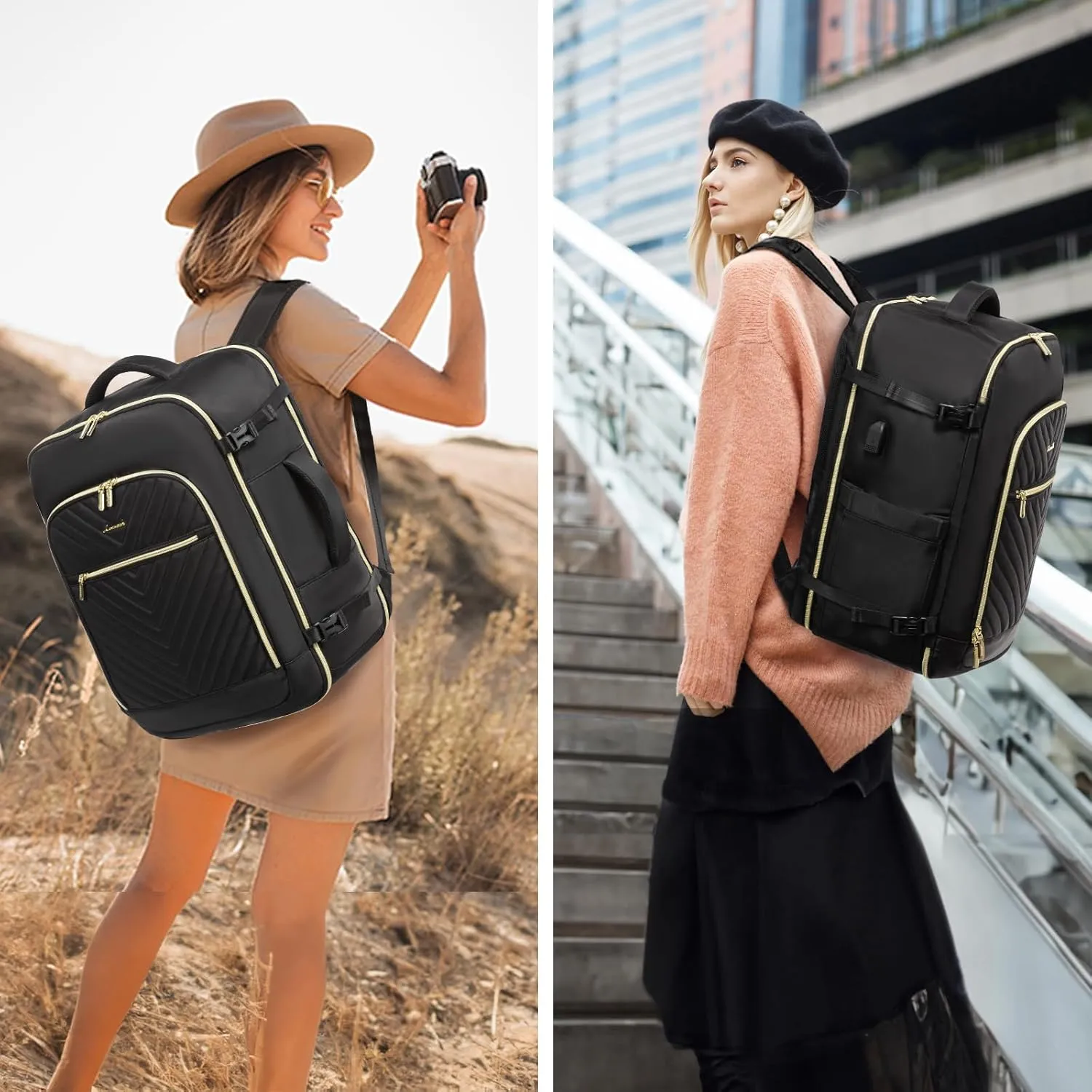 LOVEVOOK Carry On Travel Backpack for Airplanes, Personal Item Backpack with 3 Packing Cubes, Waterproof TSA Fit 15.6 Inch Laptop Luggage with USB Charging Port