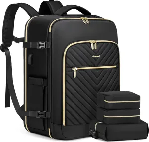 LOVEVOOK Carry On Travel Backpack for Airplanes, Personal Item Backpack with 3 Packing Cubes, Waterproof TSA Fit 15.6 Inch Laptop Luggage with USB Charging Port