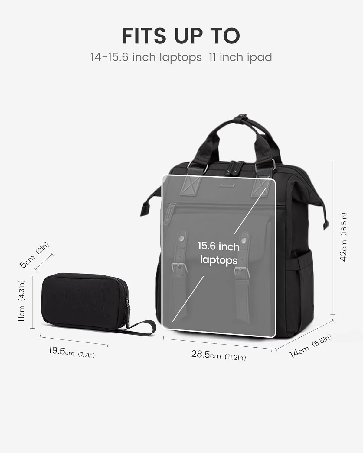 LOVEVOOK Laptop Backpack for Women, 15.6 Inch Work Business Backpacks Purse, Large Capacity Teacher Nurse Bag Work Travel Computer Backpacks, College Bookbag for School, Water Resistant Daypack, Black
