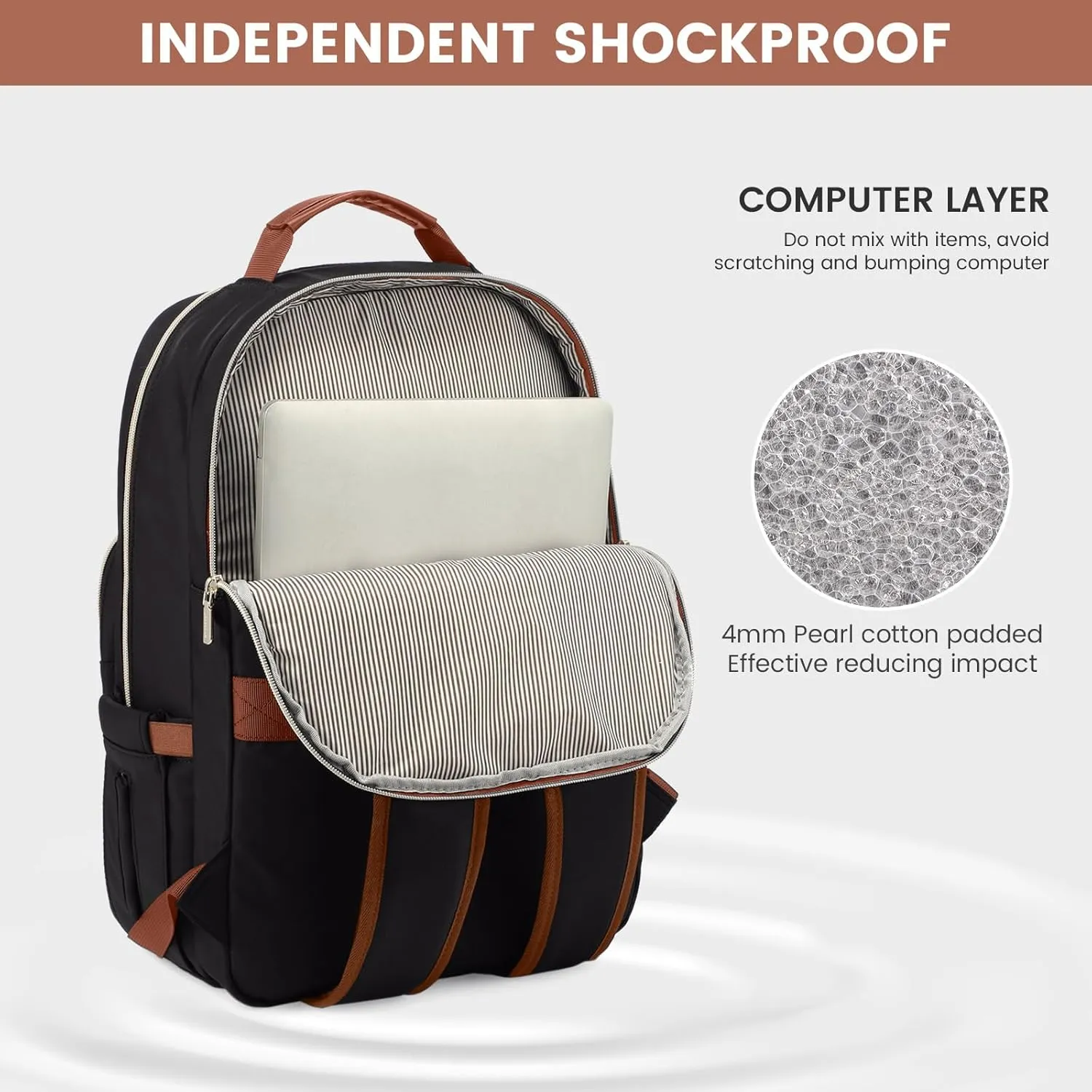 LOVEVOOK Laptop Backpack for Women 17.3 inch,Cute Womens Travel Backpack Purse,Professional Laptop Computer Bag,Waterproof Work Business College Teacher Bag Carry on Backpack with USB Port,Black Brown
