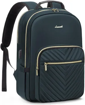 LOVEVOOK Laptop Backpack for Women 17.3 inch,Cute Womens Travel Backpack Purse,Professional Laptop Computer Bag,Waterproof Work Business College Teacher Bags Carry on Backpack with USB Port,Blue-green