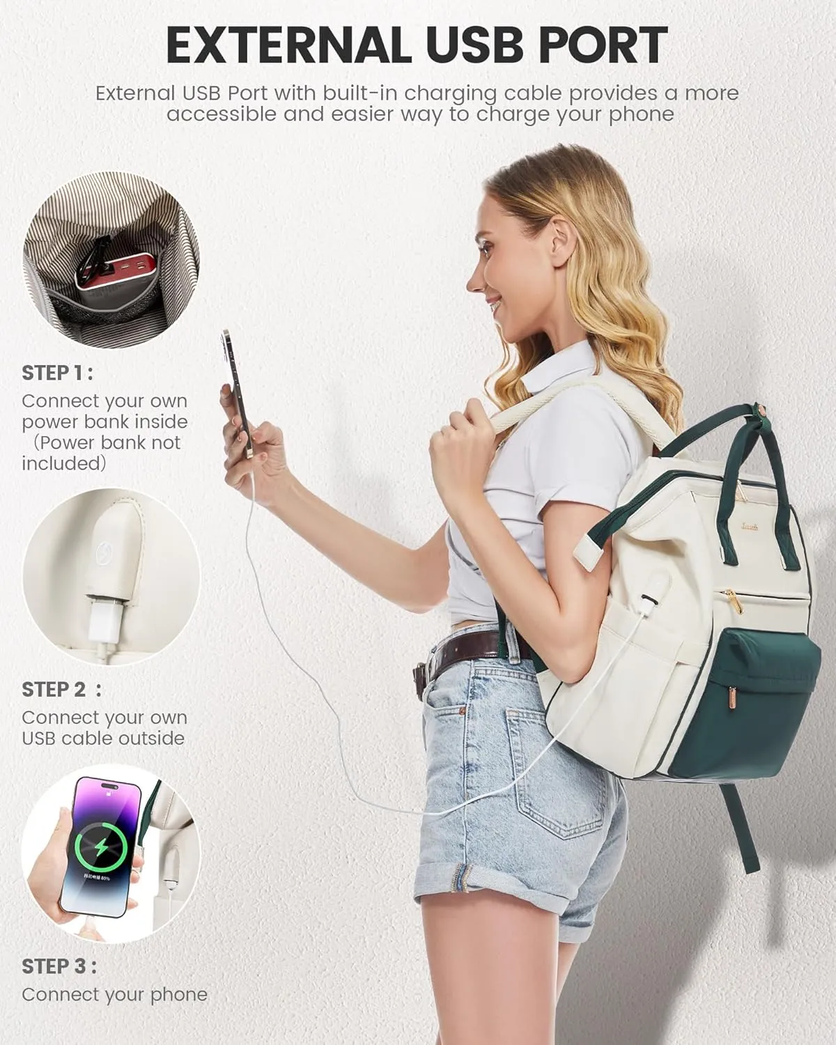 LOVEVOOK Laptop Backpack for Women Men, Teacher Nurse Work Bag Waterproof Fashion Travel Backpack Purse, 15.6 Inch Computer Backpack with USB Port