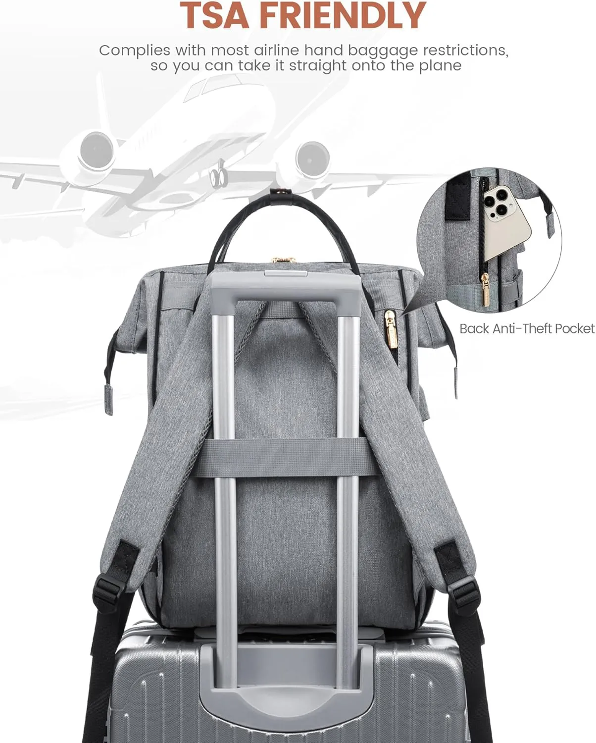 LOVEVOOK Laptop Backpack for Women Men, Teacher Nurse Work Bag Waterproof Fashion Travel Backpack Purse, 15.6 Inch Computer Backpack with USB Port
