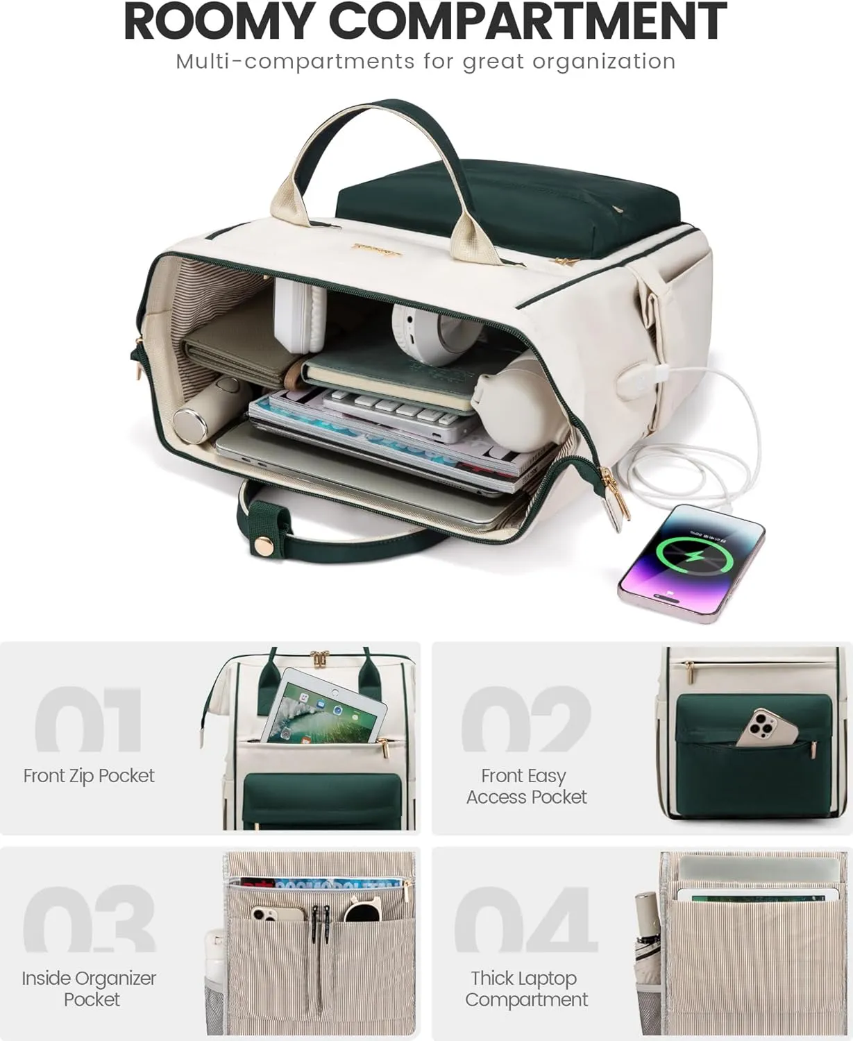 LOVEVOOK Laptop Backpack for Women Men, Teacher Nurse Work Bag Waterproof Fashion Travel Backpack Purse, 15.6 Inch Computer Backpack with USB Port