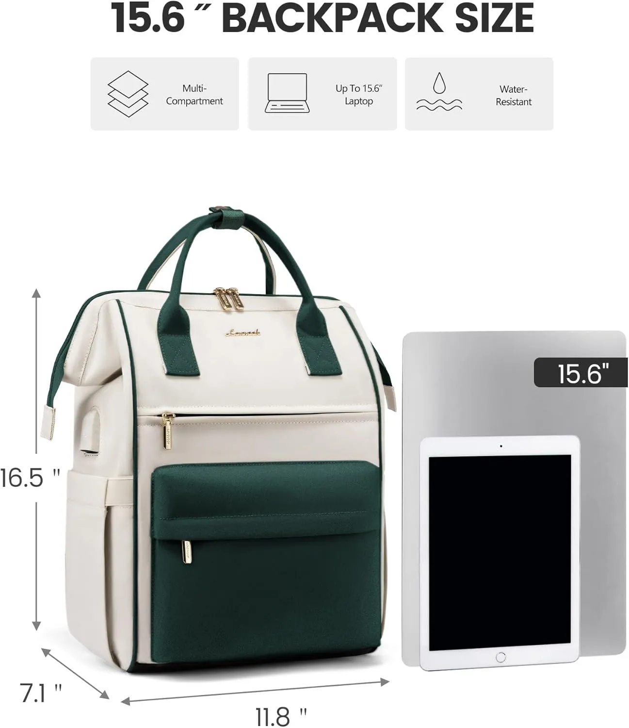 LOVEVOOK Laptop Backpack for Women Men, Teacher Nurse Work Bag Waterproof Fashion Travel Backpack Purse, 15.6 Inch Computer Backpack with USB Port