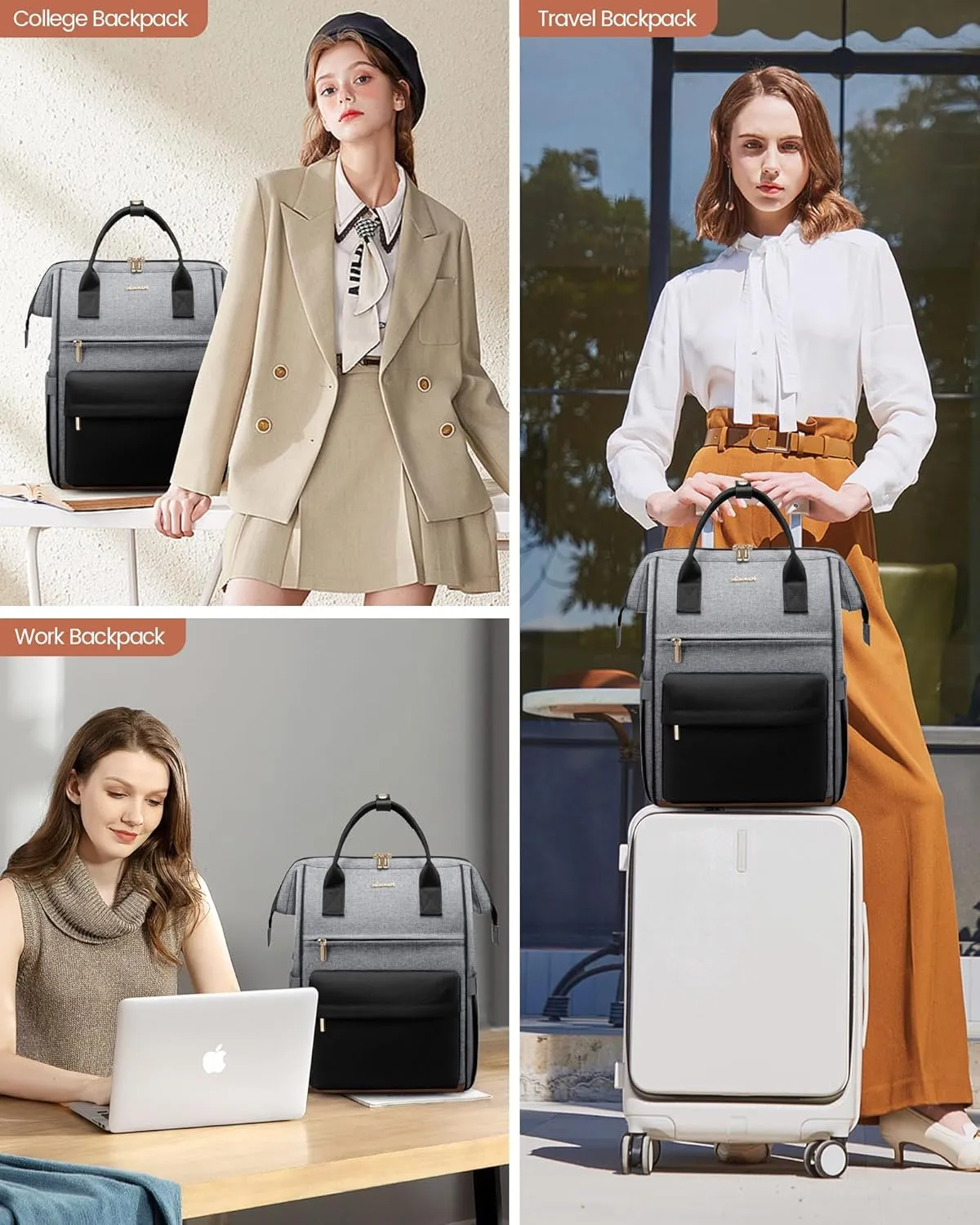 LOVEVOOK Laptop Backpack for Women Men, Teacher Nurse Work Bag Waterproof Fashion Travel Backpack Purse, 15.6 Inch Computer Backpack with USB Port