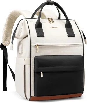 LOVEVOOK Laptop Backpack for Women Teacher Nurse Bag, 15.6 Inch Womens Work Bags, Waterproof Travel Backpack Purse, Business Computer Laptop Bag with USB Port, Black