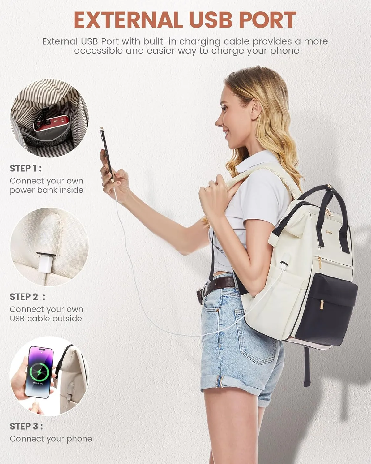 LOVEVOOK Laptop Backpack for Women Teacher Nurse Bag, 15.6 Inch Womens Work Bags, Waterproof Travel Backpack Purse, Business Computer Laptop Bag with USB Port, Black