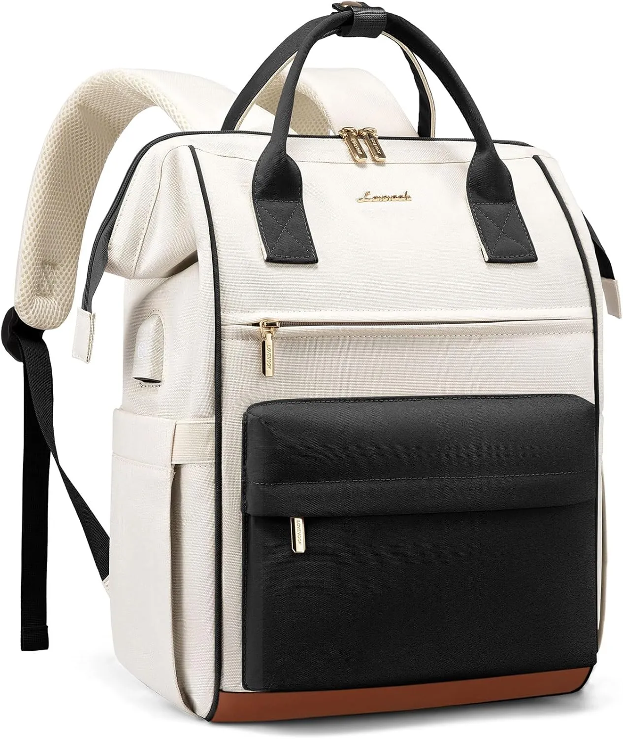 LOVEVOOK Laptop Backpack for Women Teacher Nurse Bag, 15.6 Inch Womens Work Bags, Waterproof Travel Backpack Purse, Business Computer Laptop Bag with USB Port, Black
