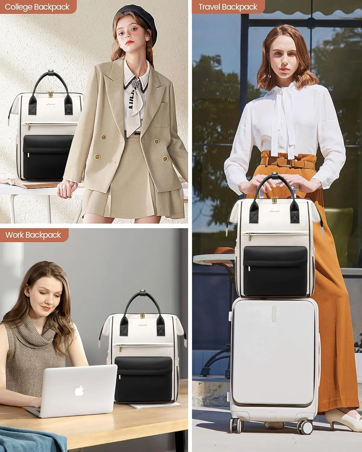LOVEVOOK Laptop Backpack for Women Teacher Nurse Bag, 17 Inch Womens Work Bags, Waterproof Travel Backpack Purse, Business Computer Laptop Bag with USB Port
