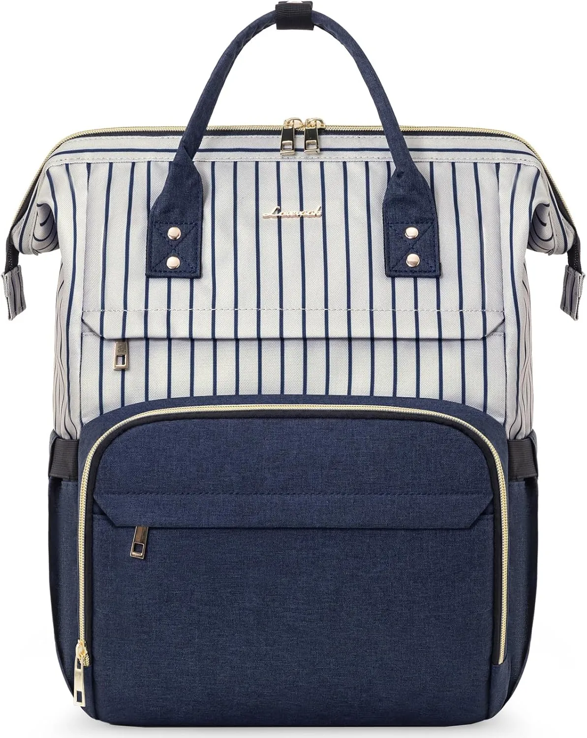 LOVEVOOK Laptop Backpack for Women Work Laptop Bag Stylish Teacher Backpack Business Computer Bags College Laptop Rucksack, Stripe-Navy
