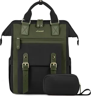 LOVEVOOK Laptop Backpack for Women Work Travel Backpack Purse, Nurse Bags Teacher Doctor Commuter Business Computer Bag, College Backpack Stylish Daypack, 15.6 Inch, Black-army green-army green