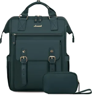 LOVEVOOK Laptop Backpack for Women Work Travel Backpack Purse, Nurse Bags Teacher Doctor Commuter Business Computer Bag, College Backpack Stylish Daypack, 15.6 Inch, Dark green-dark green