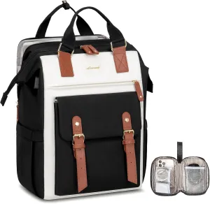 LOVEVOOK Laptop Backpack, Travel Bag with 17.3 inch Laptop Compartment, Water Resistant Teacher Nurse Doctor Work Bag, Anti-theft Daypack, Black Brown