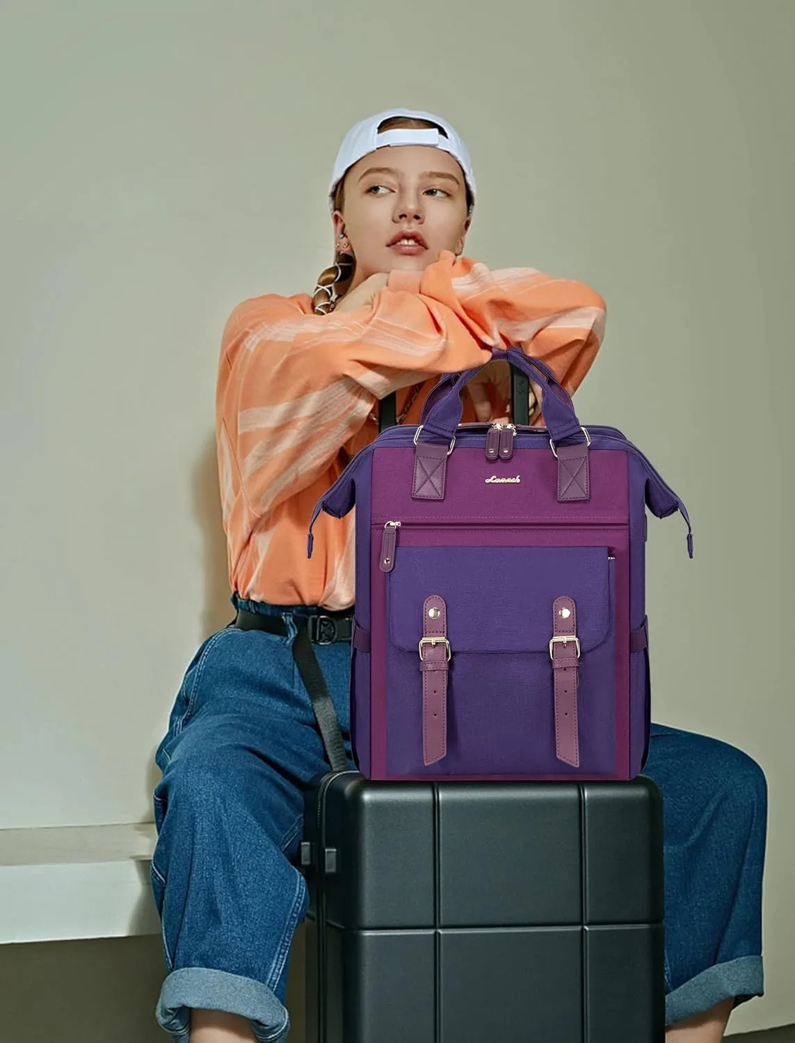 LOVEVOOK Laptop Backpack, Travel Bag with 17.3 inch Laptop Compartment, Water Resistant Teacher Nurse Doctor Work Bag, Anti-theft Daypack, Purple Blue