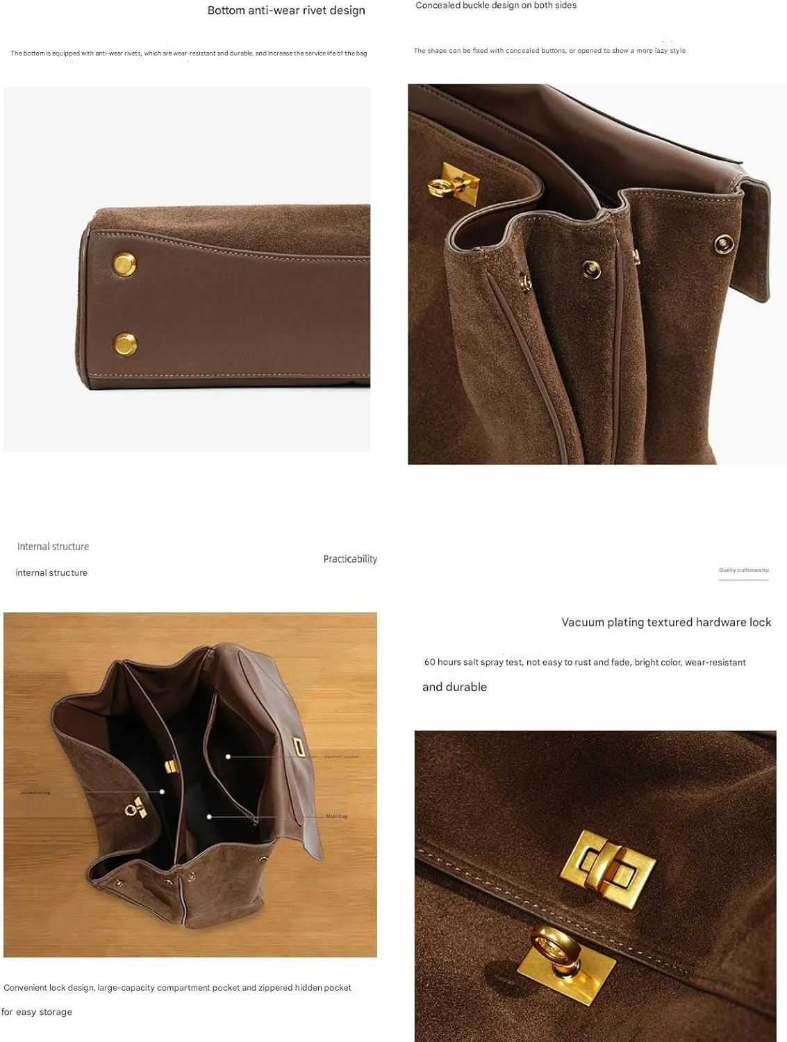 LOVQFINGGenuine matte leather handbag, fashionable and stylish women's shopping bag