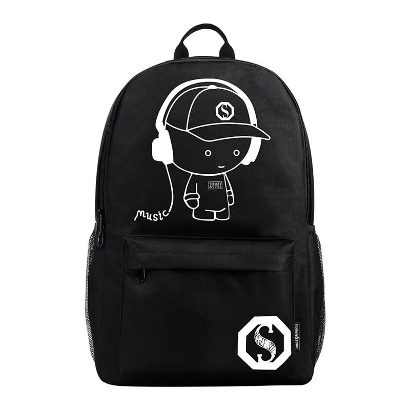 Luminous School Bags For Kids, College Bags For Boys & Girls Students With Waterproof USB