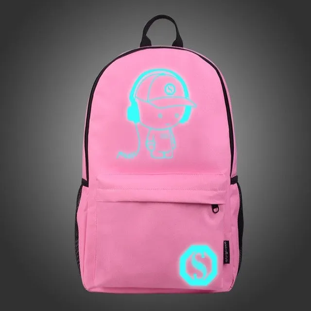 Luminous School Bags For Kids, College Bags For Boys & Girls Students With Waterproof USB