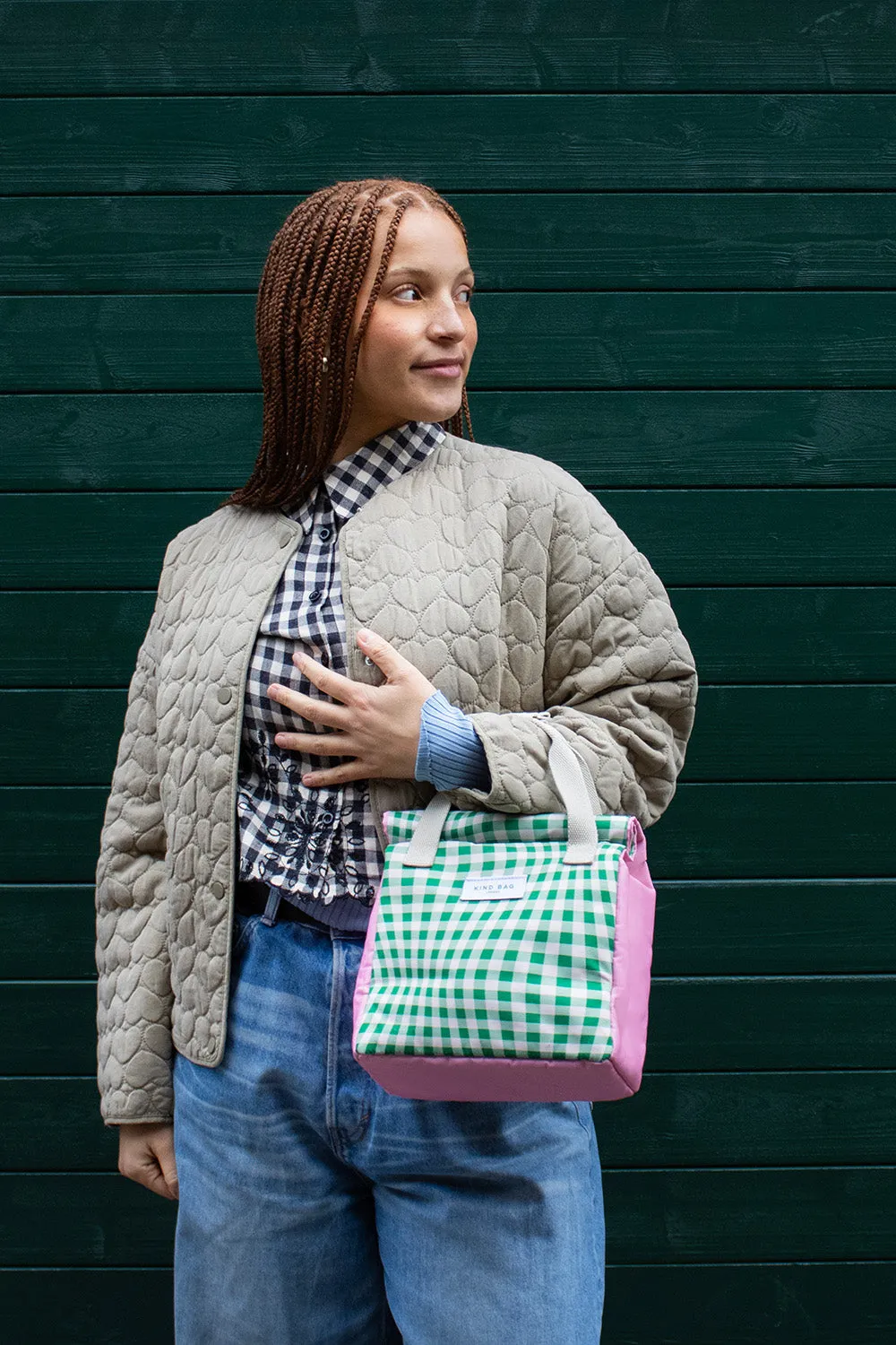 Lunch Bag | Distorted Gingham Green