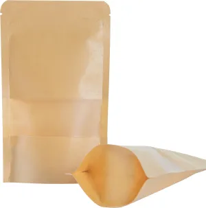 LZLPACKING Kraft Stand Up Pouches - 100 Pcs, Brown Resealable Bags with Window, Zip Lock Food Storage, Sealable Bags for Packaging (7.1x10.2)