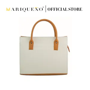 MADELINE Croc Embossed Handbag in Off White