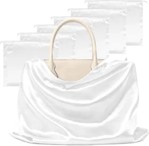 Manyshofu 7 Pack Satin Dust Bags for Handbags & Shoes - White Drawstring Bags, Silk Dust Cover, Protector Travel Storage Pouch (19.6 x 15.7)