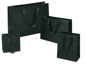 Matte Black Manhattan Shoppers (Ribbon Handles)